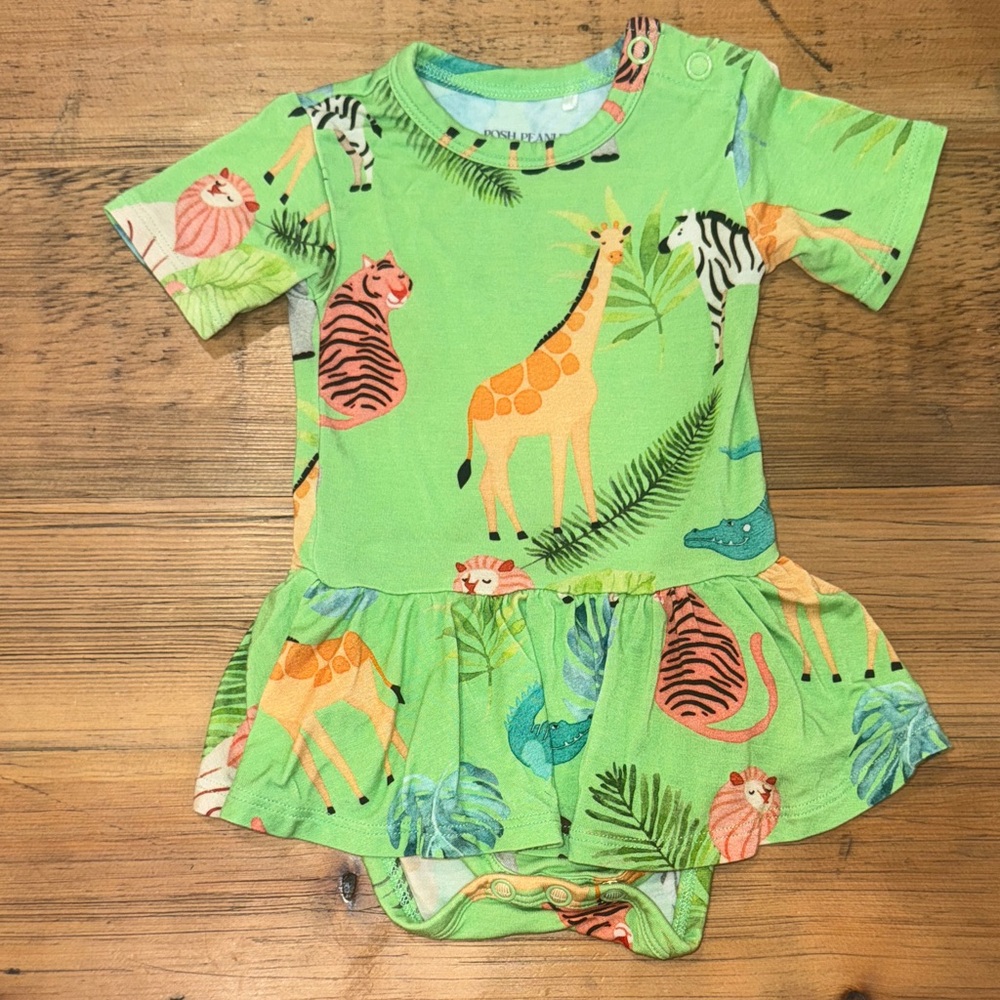 Posh Peanut Green Jungle Safari Bodysuit